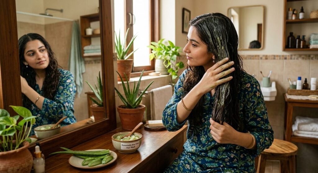 Homemade aloe vera hair mask