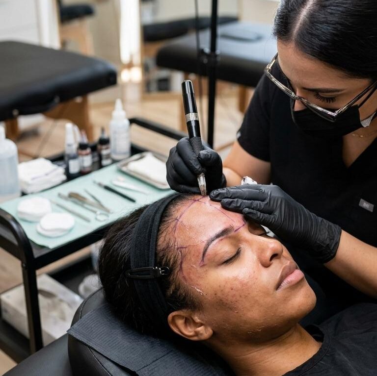 Hairline microblading before and after