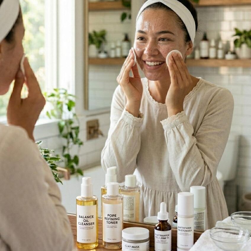 Skin care for oily skin and large pores