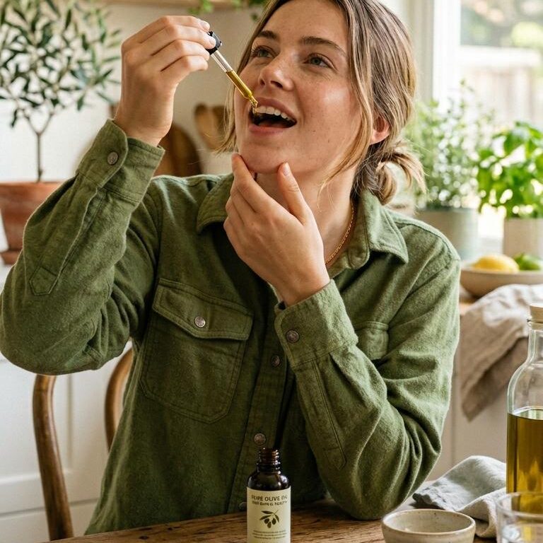 Eating olive oil benefits the skin.