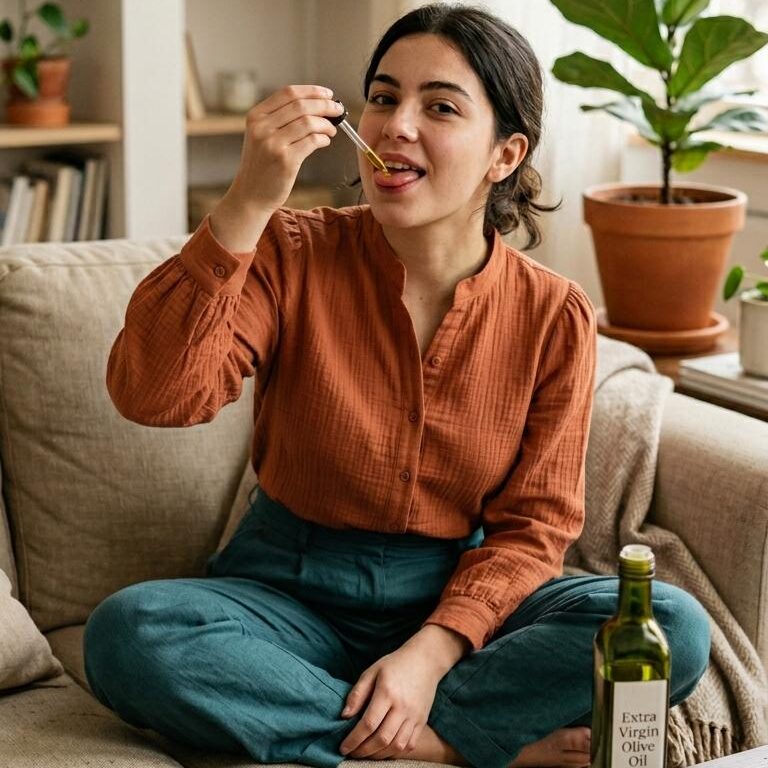 Eating olive oil benefits the skin.
